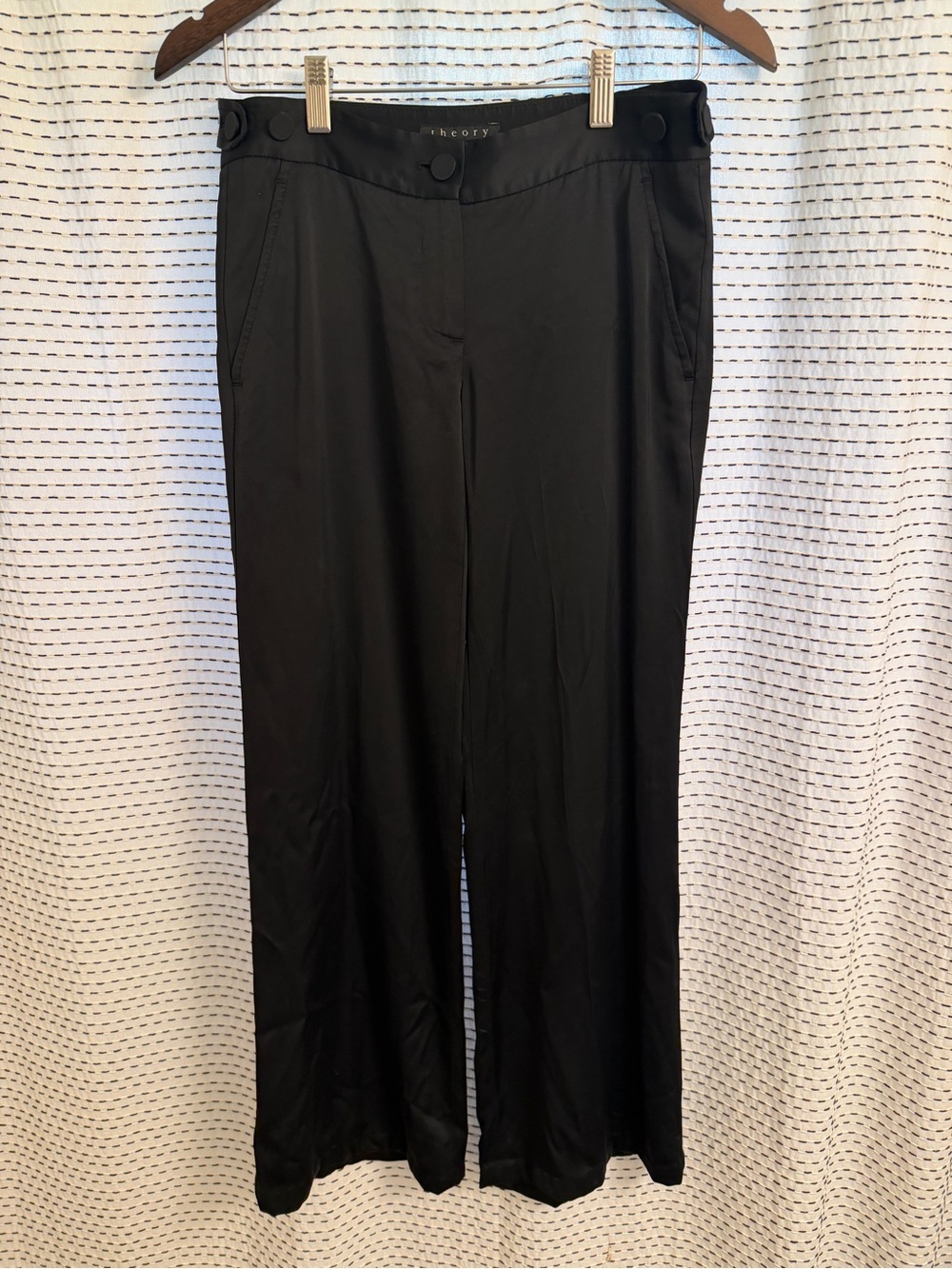 Theory Satin Pants in Black